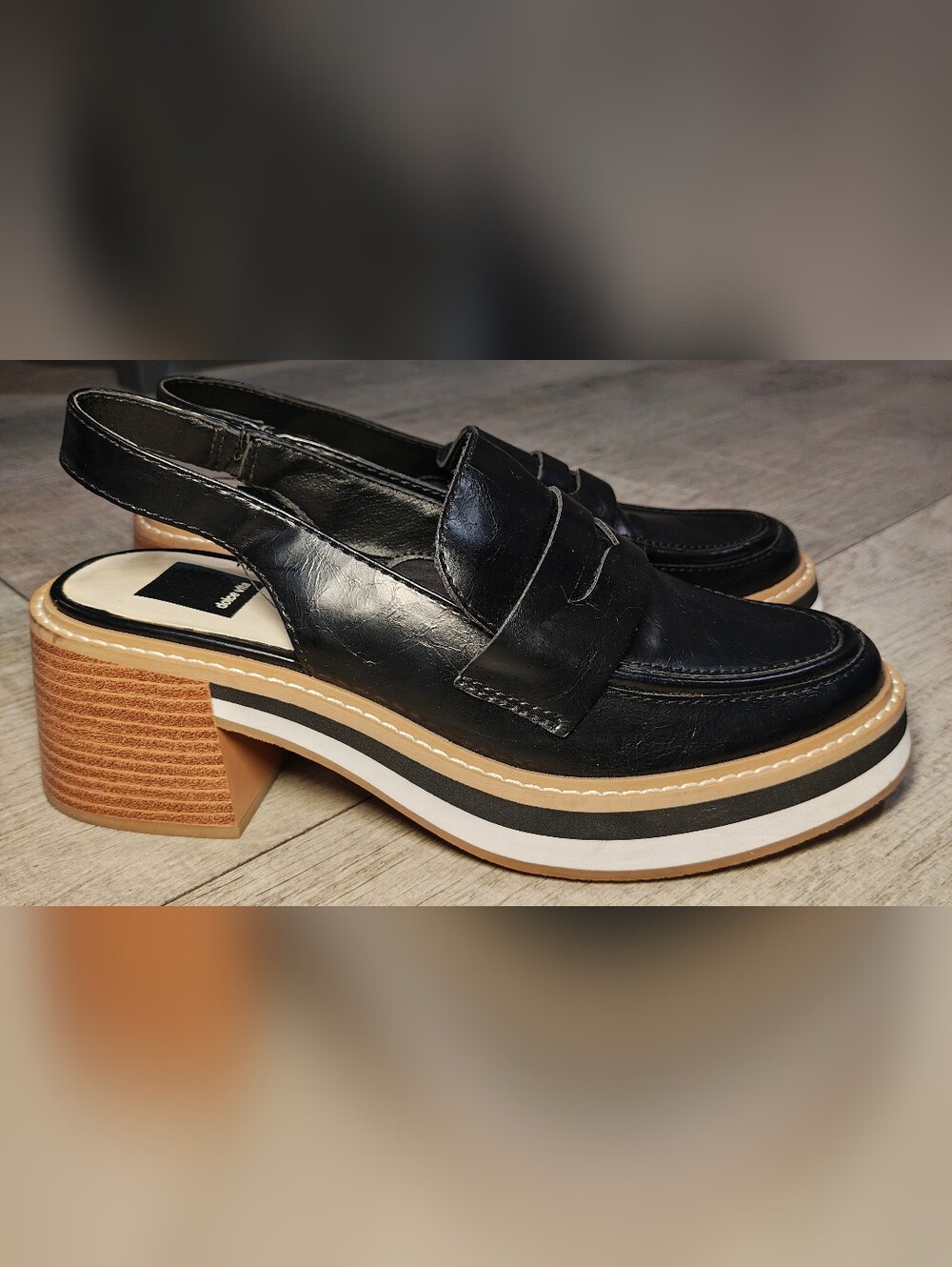 Dolce Vita Hattie Slingback Block Heel Loafer in Black Stella. - Picture 3 of 14